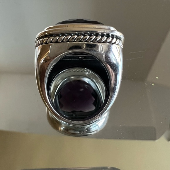 David Yurman 20mm sterling silver diamond amethyst ring NEW⭐️ - Picture 2 of 10